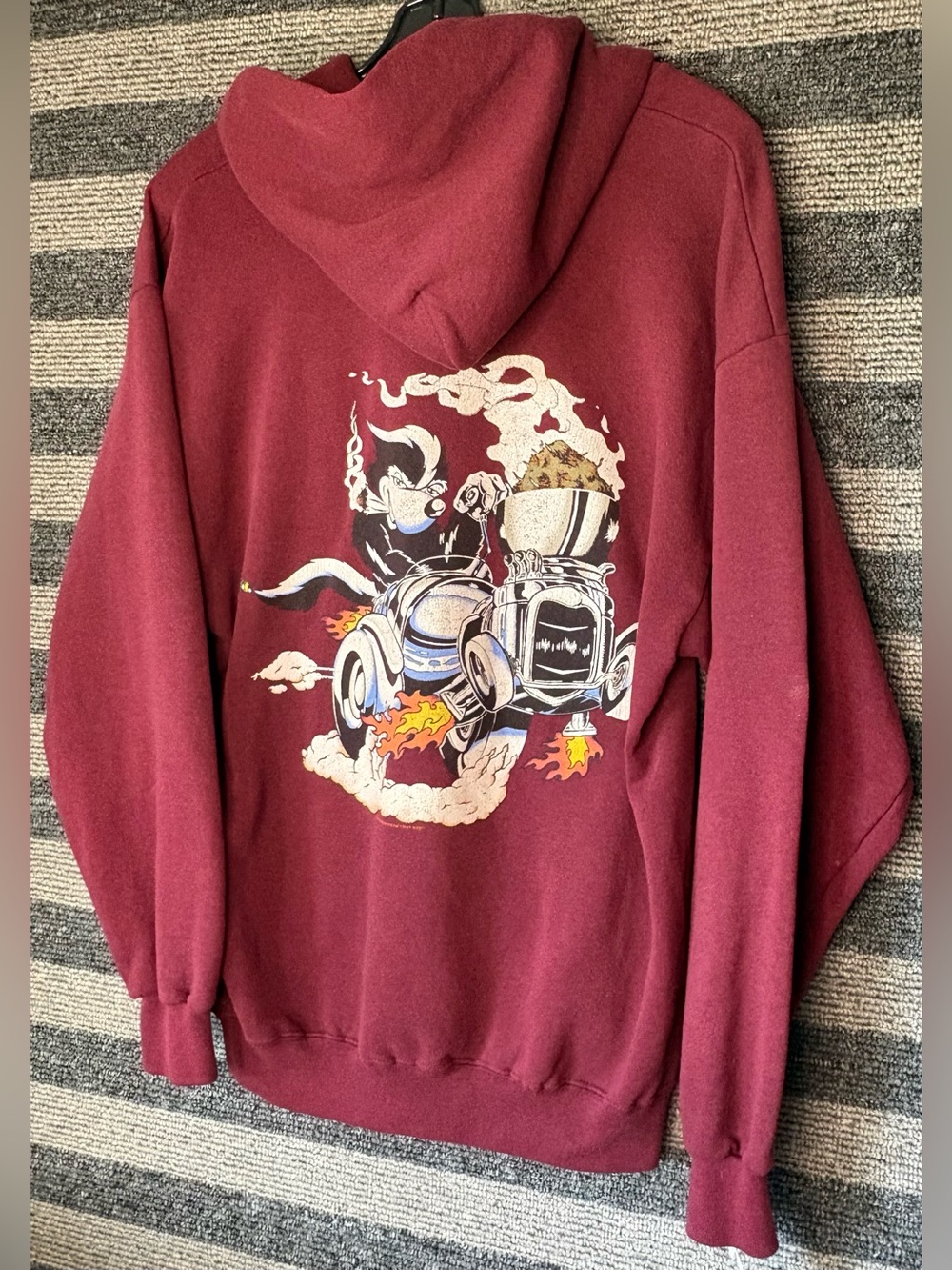 Vintage 90’s Skunkwear Maroon Full Zip Hoodie Sweatshirt Skate Grunge Surf Large